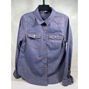 Cabi Womens Workshop Shirt Jacket 4299 Button Front Blue Denim SZ Medium
